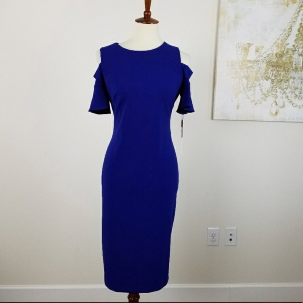Royal Blue Cold Shoulder Dress